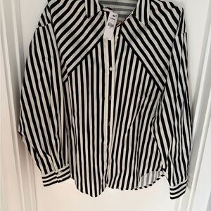 Express Black and White Striped Shirt